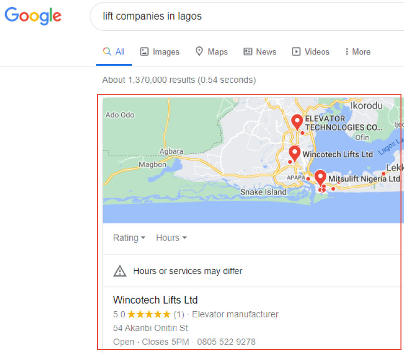 SEO for Lift Company in Lagos